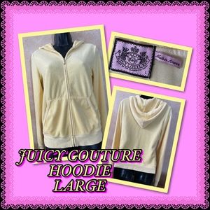 Juicy Couture -Large, Hoodie Sweatshirt, velour,lemon yellow-in great condition